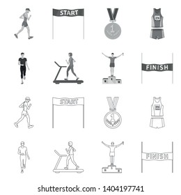 Isolated object of sport  and winner logo. Set of sport  and fitness  stock symbol for web.