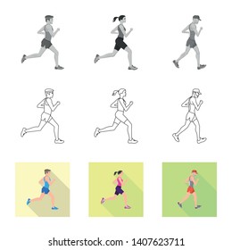 Isolated object of sport  and winner logo. Set of sport  and fitness  stock vector illustration.