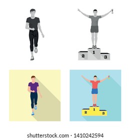 Isolated object of sport  and winner logo. Set of sport  and fitness  stock symbol for web.