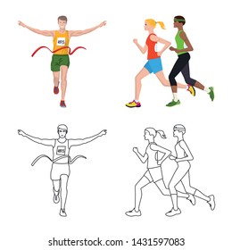 Isolated object of sport and winner logo. Set of sport and fitness stock vector illustration.