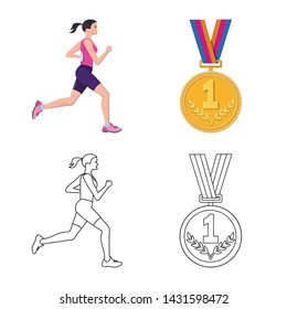 Isolated object of sport and winner logo. Set of sport and fitness stock vector illustration.