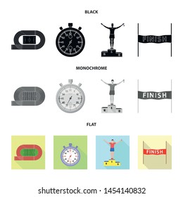 Isolated object of sport and winner logo. Set of sport and fitness vector icon for stock.