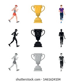 Isolated object of sport and winner logo. Set of sport and fitness stock symbol for web.