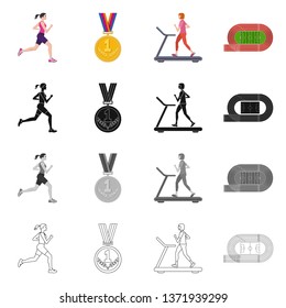 Isolated object of sport  and winner sign. Set of sport  and fitness  stock symbol for web.