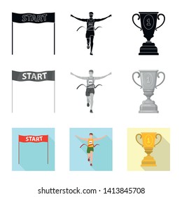 Isolated object of sport  and winner sign. Set of sport  and fitness  vector icon for stock.