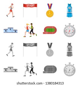 Isolated object of sport  and winner symbol. Collection of sport  and fitness  stock symbol for web.