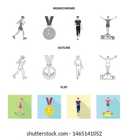 Isolated object of sport and winner symbol. Collection of sport and fitness stock symbol for web.