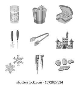 Isolated object of square  and purity icon. Set of square  and frozen  vector icon for stock.