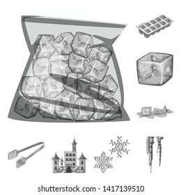 Isolated object of square  and purity symbol. Set of square  and frozen  vector icon for stock.