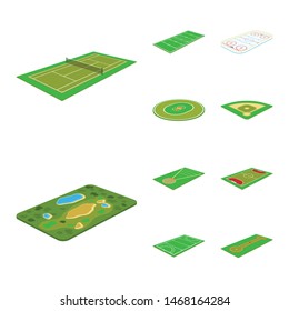 Isolated object of stadium and grass sign. Collection of stadium and game stock vector illustration.