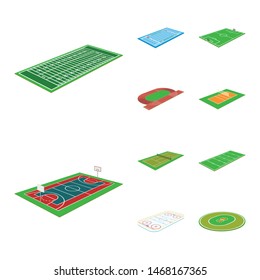 Isolated object of stadium and grass sign. Set of stadium and game stock symbol for web.