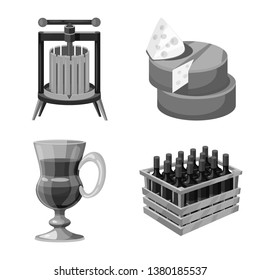 Isolated object of stamp and restaurant logo. Collection of stamp and vineyard stock symbol for web.