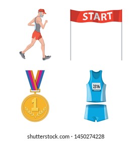 Isolated object of step and sprint icon. Collection of step and sprinter stock vector illustration.