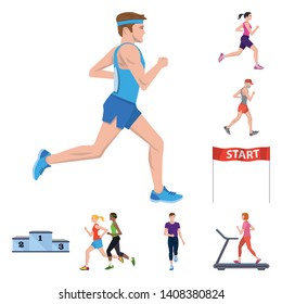 Isolated object of step and sprint logo. Set of step and sprinter  vector icon for stock.