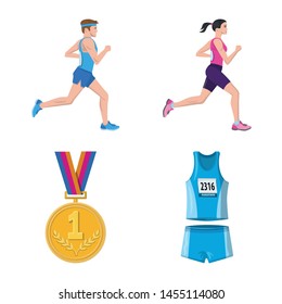 Isolated object of step and sprint sign. Collection of step and sprinter vector icon for stock.