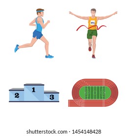 Isolated object of step and sprint symbol. Set of step and sprinter stock vector illustration.