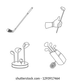 Isolated object of stick and field icon. Set of stick and club vector icon for stock.