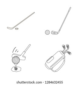 Isolated object of stick and field symbol. Set of stick and club stock symbol for web.