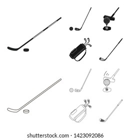 Isolated object of  and stick sign. Collection of  and golf  stock symbol for web.