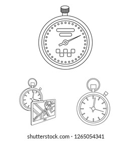 Isolated object of stopwatch and watch icon. Set of stopwatch and stop stock vector illustration.