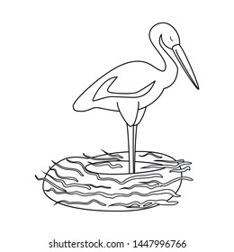 Isolated object of stork and bird symbol. Collection of stork and flying stock symbol for web.