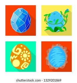 Isolated object of story and big logo. Collection of story and prehistoric vector icon for stock.