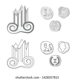 Isolated object of story and items symbol. Collection of story and attributes vector icon for stock.