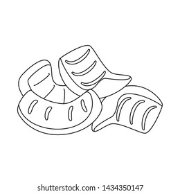 Isolated object of straw and snack sign. Set of straw and baked stock symbol for web.