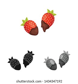 Isolated object of strawberry and fruit symbol. Set of strawberry and berry stock symbol for web.