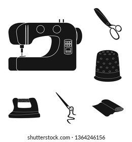 Isolated object of studio and industry sign. Collection of studio and sewing stock vector illustration.
