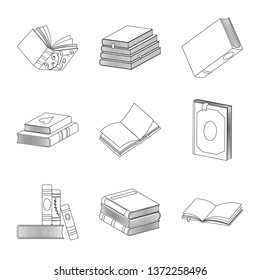 Isolated object of study  and literature  logo. Collection of study  and source stock symbol for web.