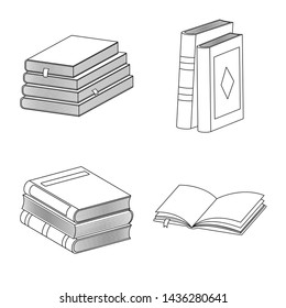 Isolated object of study and literature logo. Set of study and source stock symbol for web.