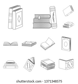 Isolated object of study  and literature  sign. Collection of study  and source vector icon for stock.