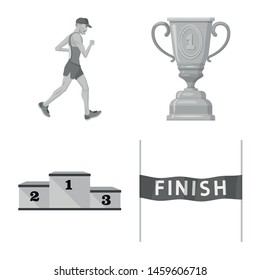 Isolated object of success and marathon icon. Set of success and winner vector icon for stock.