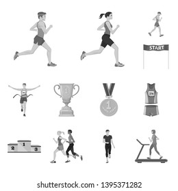 Isolated object of success and marathon logo. Set of success and winner stock vector illustration.