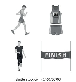 Isolated object of success and marathon logo. Set of success and winner stock vector illustration.