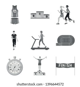 Isolated object  success and marathon symbol. Set  success and winner vector icon for stock.