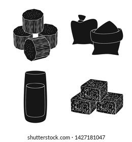 Isolated object of sucrose and technology sign. Set of sucrose and cane stock symbol for web.