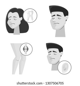 Isolated object of suffering and injury logo. Set of suffering and damage vector icon for stock.