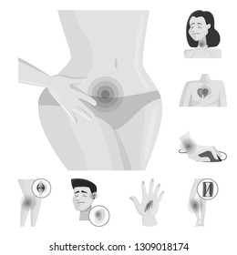 Isolated object of suffering and injury logo. Set of suffering and damage stock vector illustration.