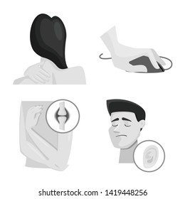Isolated object of suffering and injury logo. Collection of suffering and damage stock vector illustration.