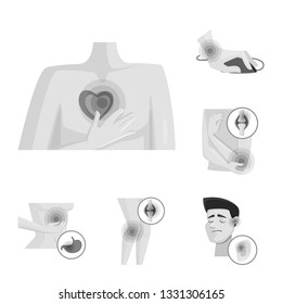 Isolated object of suffering and injury symbol. Set of suffering and damage vector icon for stock.