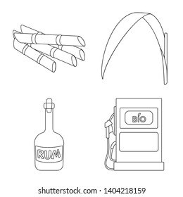 Isolated object of sugar and field icon. Collection of sugar and plantation stock symbol for web.