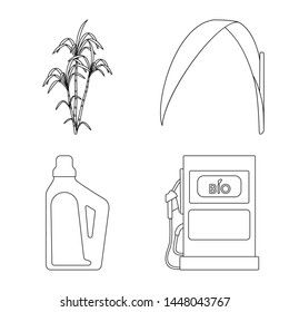 Isolated object of sugar and field icon. Set of sugar and plantation vector icon for stock.