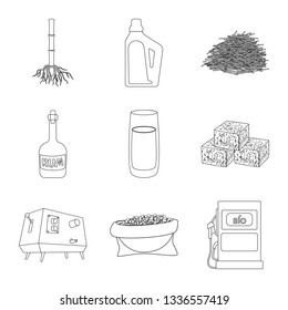 Isolated object of sugar and field logo. Collection of sugar and plantation vector icon for stock.