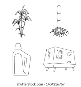 Isolated object of sugar and field sign. Set of sugar and plantation vector icon for stock.