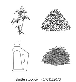 Isolated object of sugar and field symbol. Collection of sugar and plantation vector icon for stock.