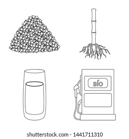 Isolated object of sugar and field symbol. Collection of sugar and plantation stock vector illustration.