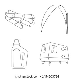 Isolated object of sugar and field symbol. Collection of sugar and plantation vector icon for stock.
