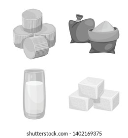 Isolated object of sugarcane and cane icon. Set of sugarcane and field stock symbol for web.